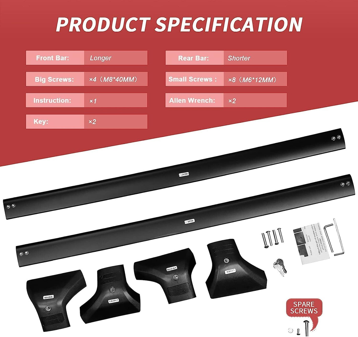Heavy Duty 260lbs Lockable Cross Bars Roof Racks 20 to 23 Toyota Highlander