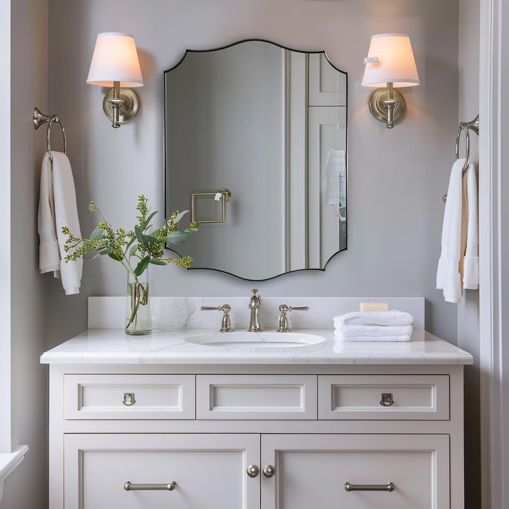 ANDY STAR Chrome Bathroom Mirror for Wall, 22x30 Inch Polished Silver Mirror