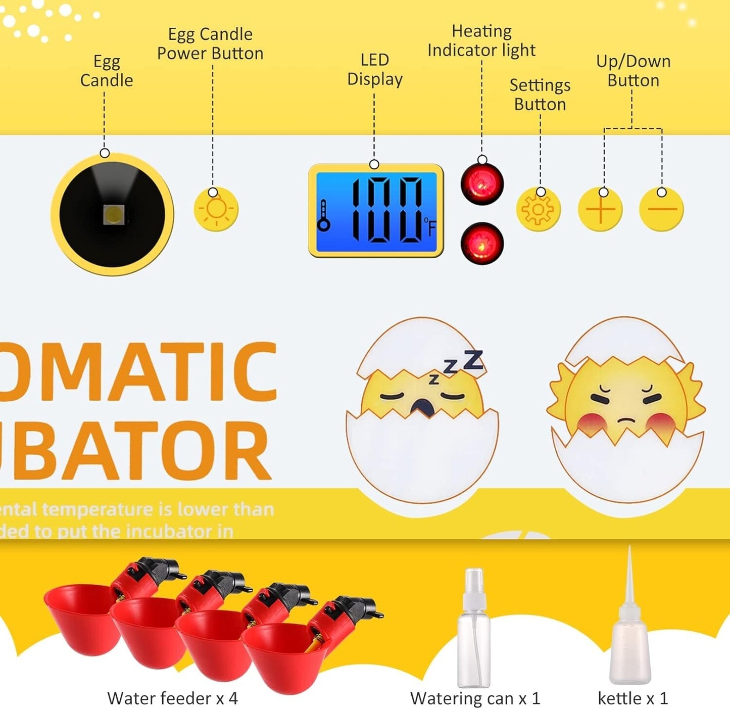 Sailnovo Eggs Incubators for Hatching Eggs with LED Light, Fully Automatic
