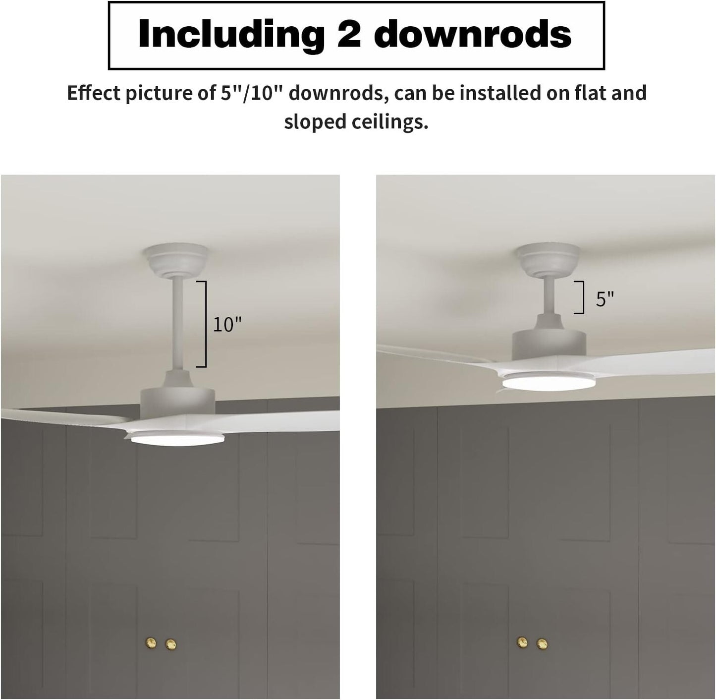 Ceiling Fan 52" Ceiling Fans with Lights Remote Control,White Ceiling Fan 3CCT 2