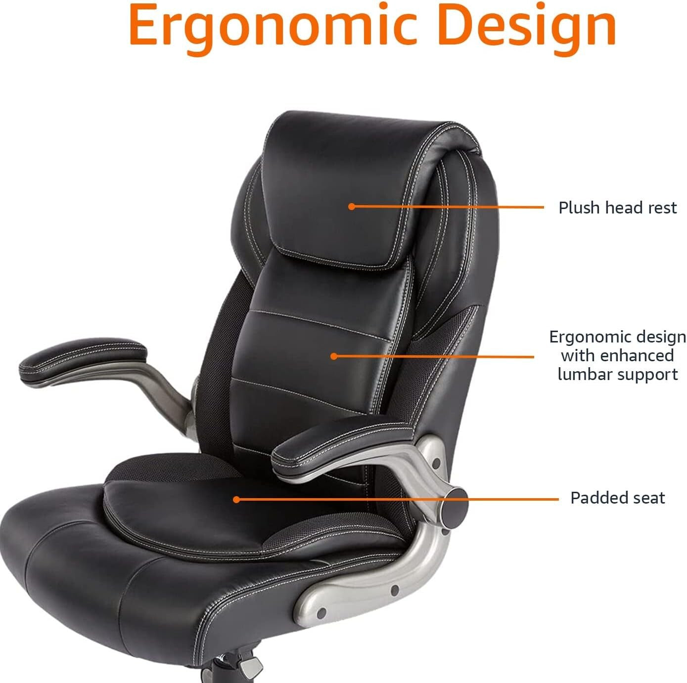 AmazonCommercial - Ergonomic Bonded Leather Executive Office Chair with High Bac