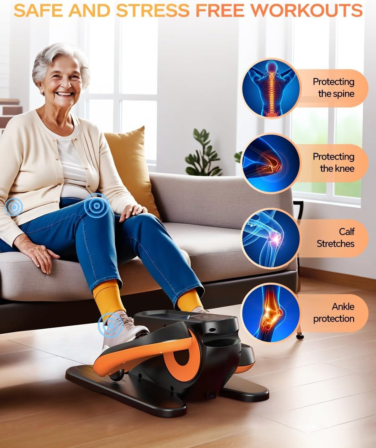 Under Desk Elliptical Machine, Ellipse Leg Exerciser as Seen on Tv for Seniors