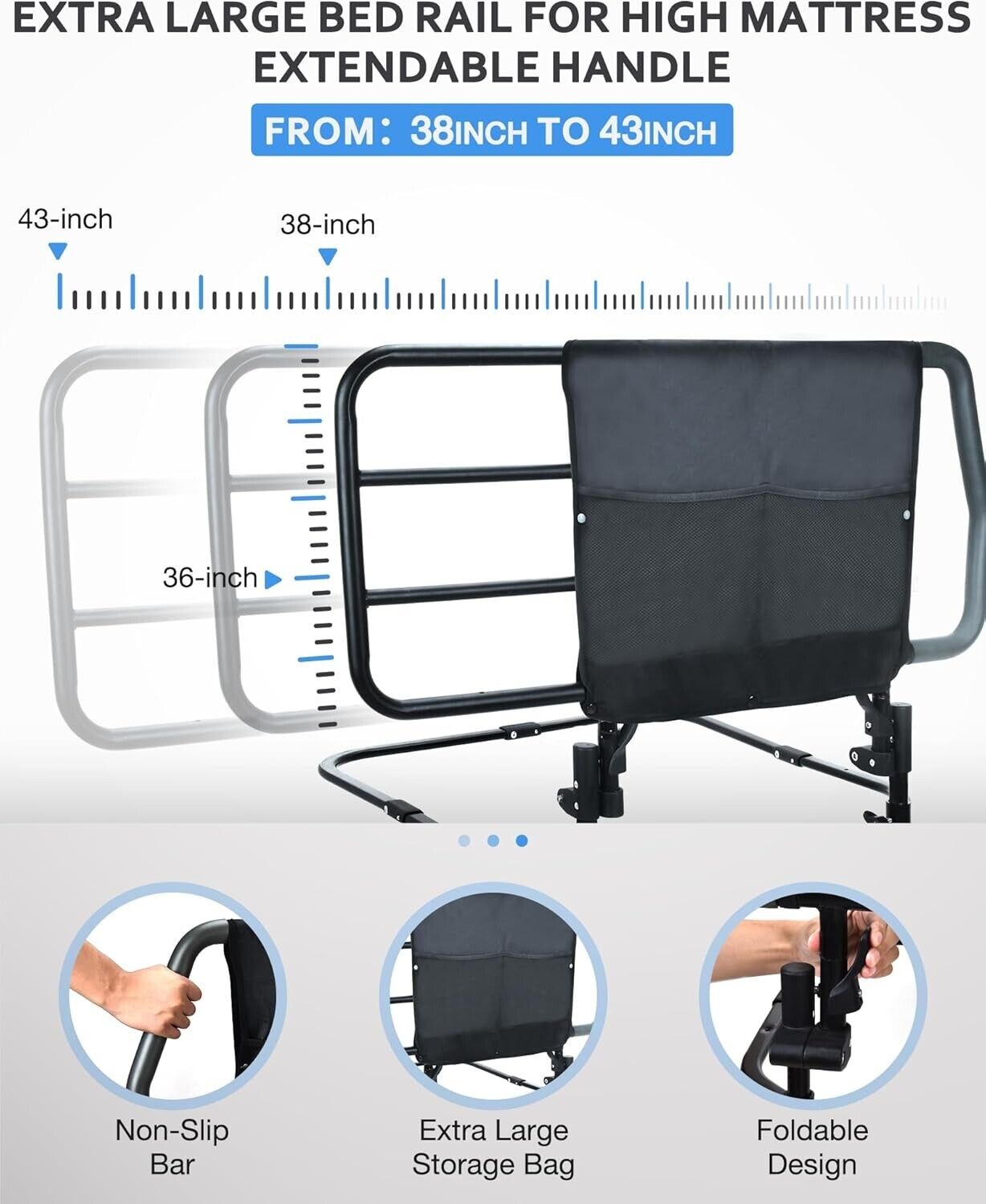 Sangohe Bed Rail for Elderly, Extra Large Heavy Duty Bed Rail for Senior, Bed As