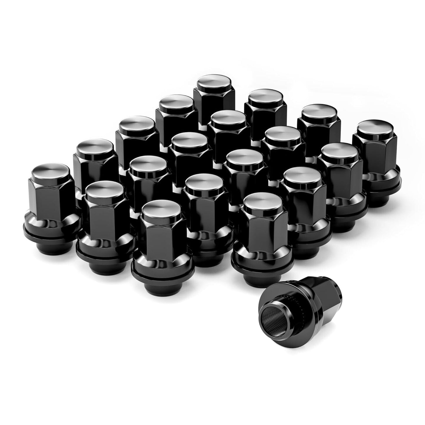 YIZBAP 20PCS 14x1.5" Black Lug Nuts M14x1.5 OEM Factory Mag Washer Style Hex Lug