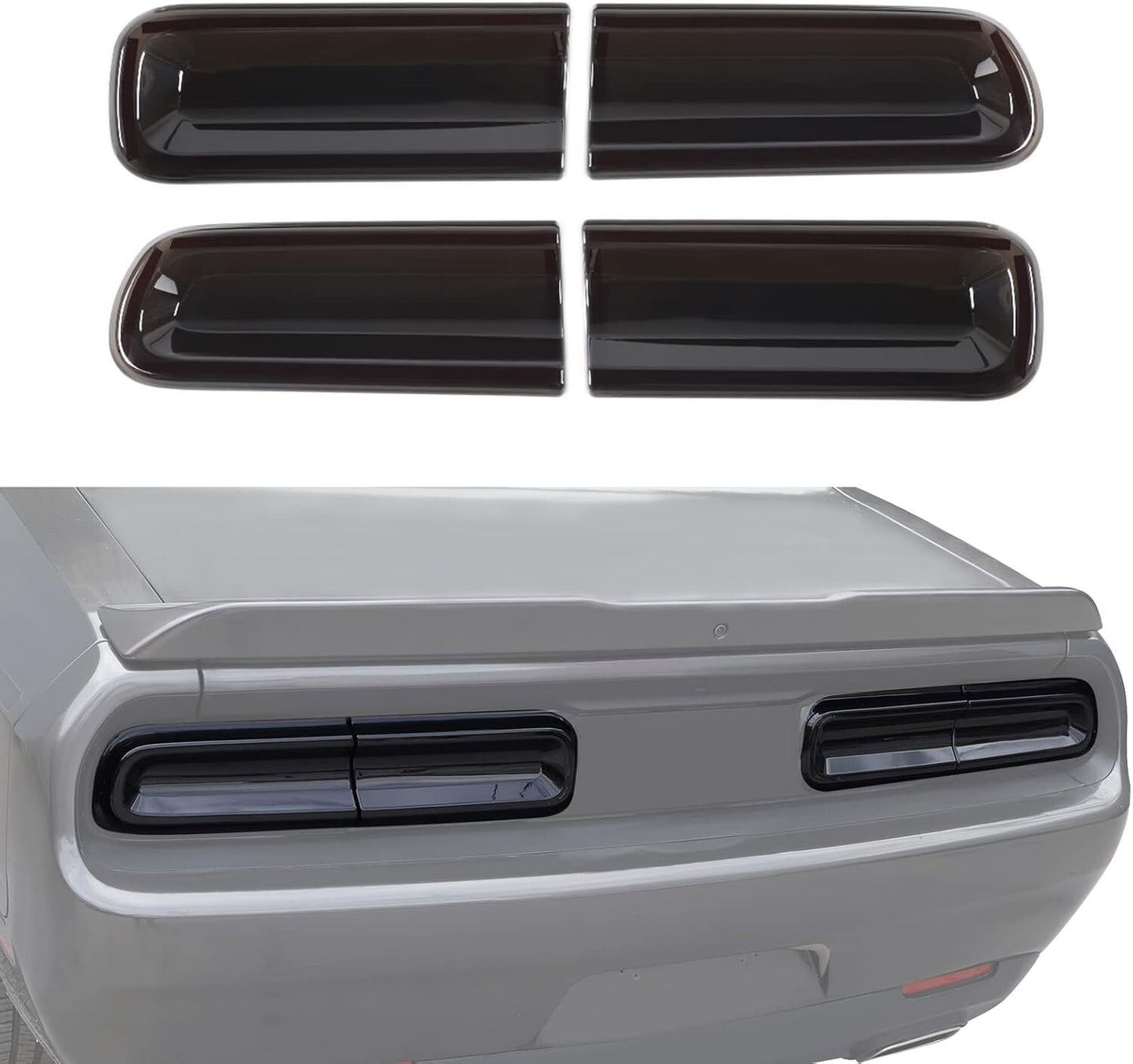 JeCar for Challenger 2015+ Smoked Tail Light Covers Rear Light Guards Exterior
