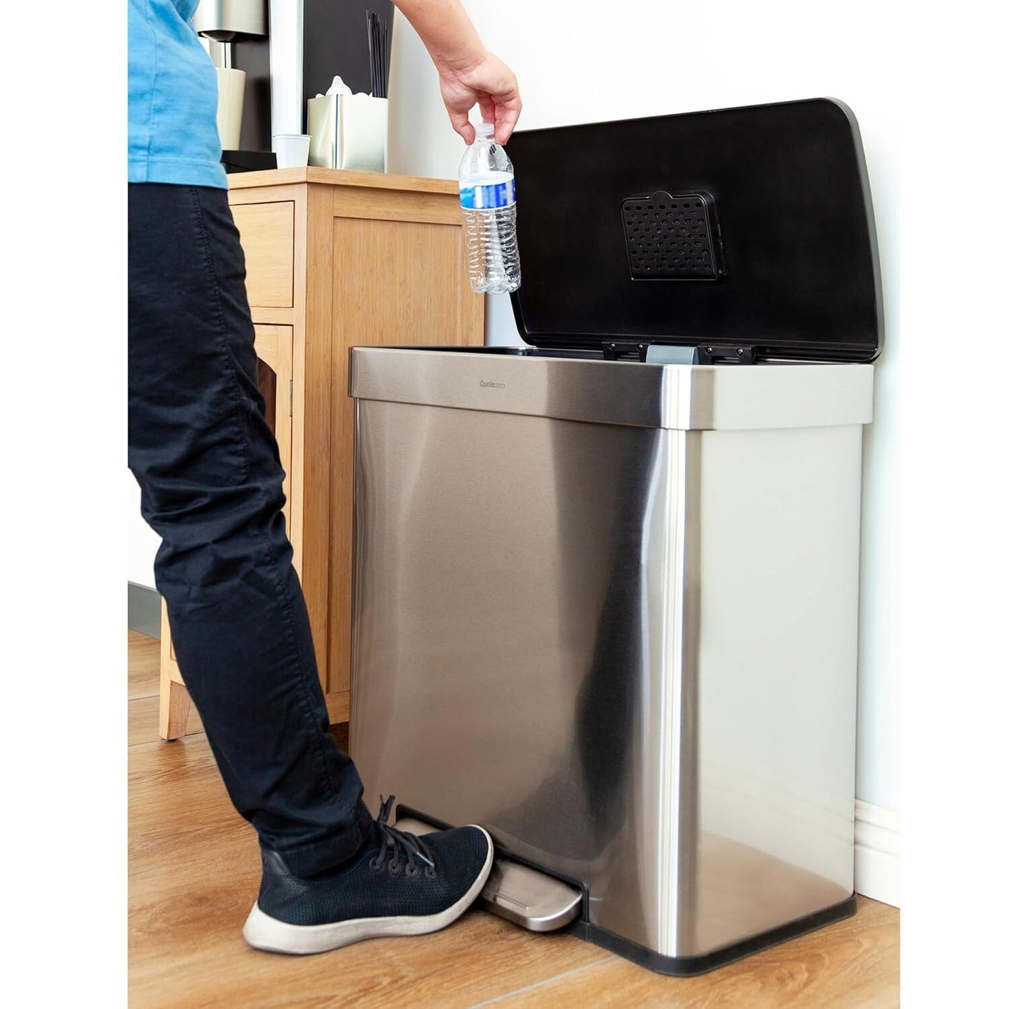 QUALIAZERO 60L/15.8Gal Heavy Duty Hands-Free Stainless Steel Commercial/Kitchen