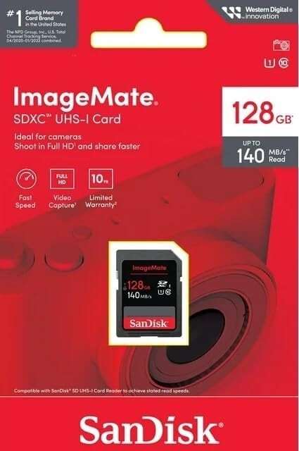 SanDisk 128GB ImageMate SDXC UHS 1 Memory Card - Up to 140MB/s - SDSDUNB-128G-AW