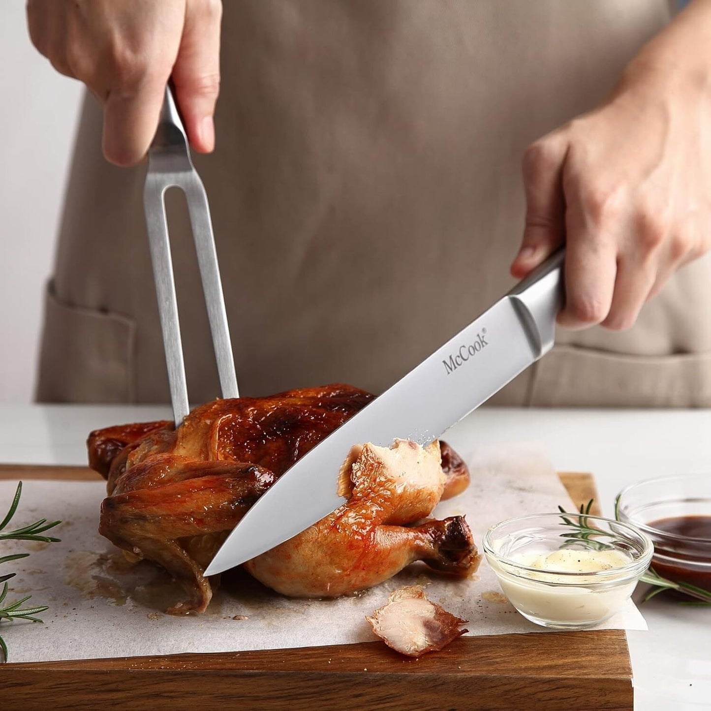 McCook® Knife Sets with Built-in Sharpener,German Stainless Steel Hollow Handle