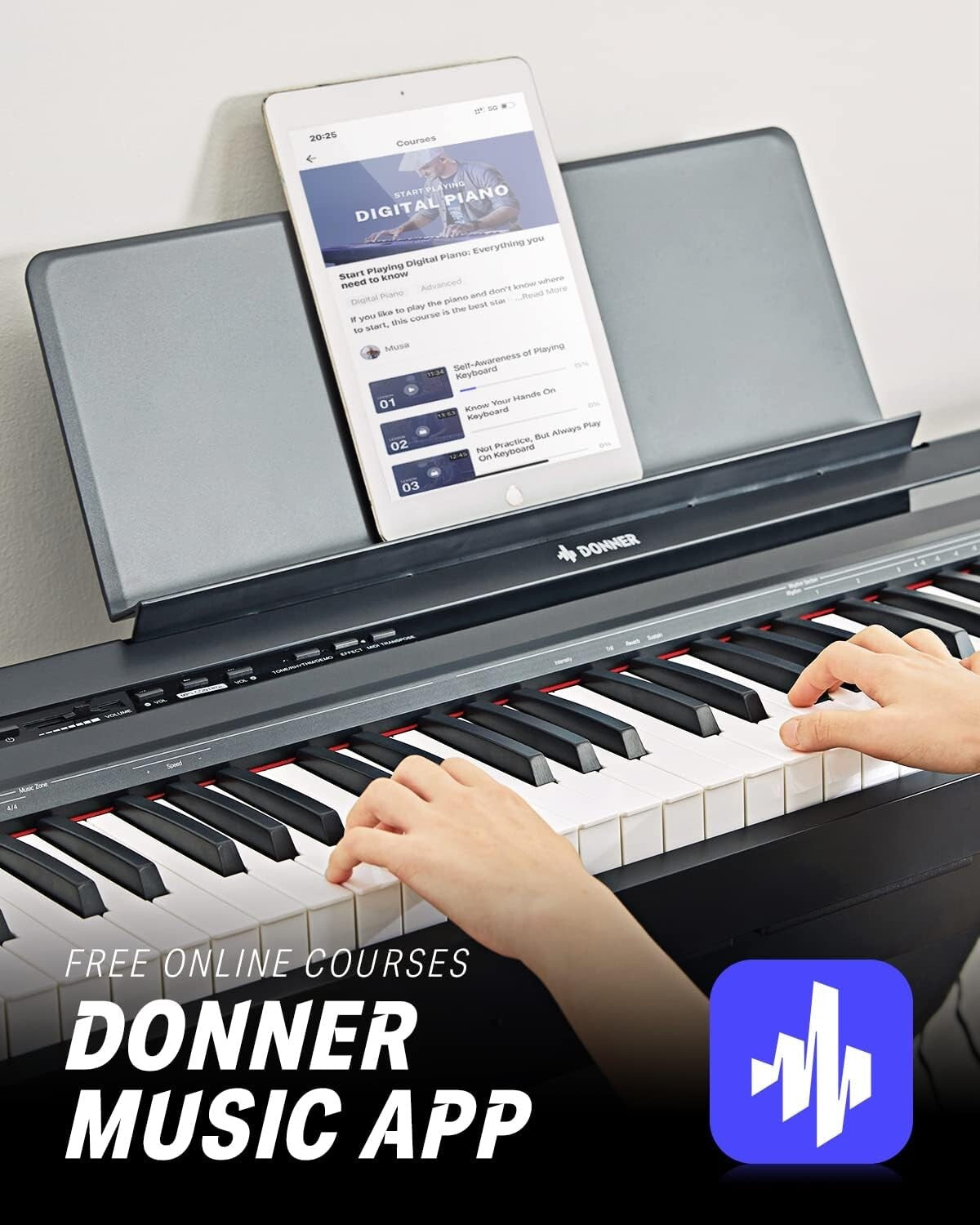Donner DEP-10 88 Keys Semi-weighted Digital Piano, Full-size Portable Keyboard