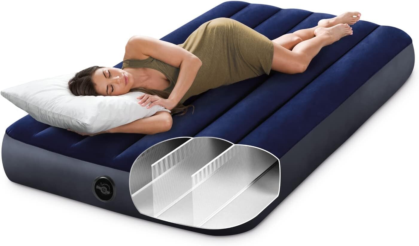 INTEX 64757E Dura-Beam Standard Downy Air Mattress - Fiber-Tech - Twin Size - 10