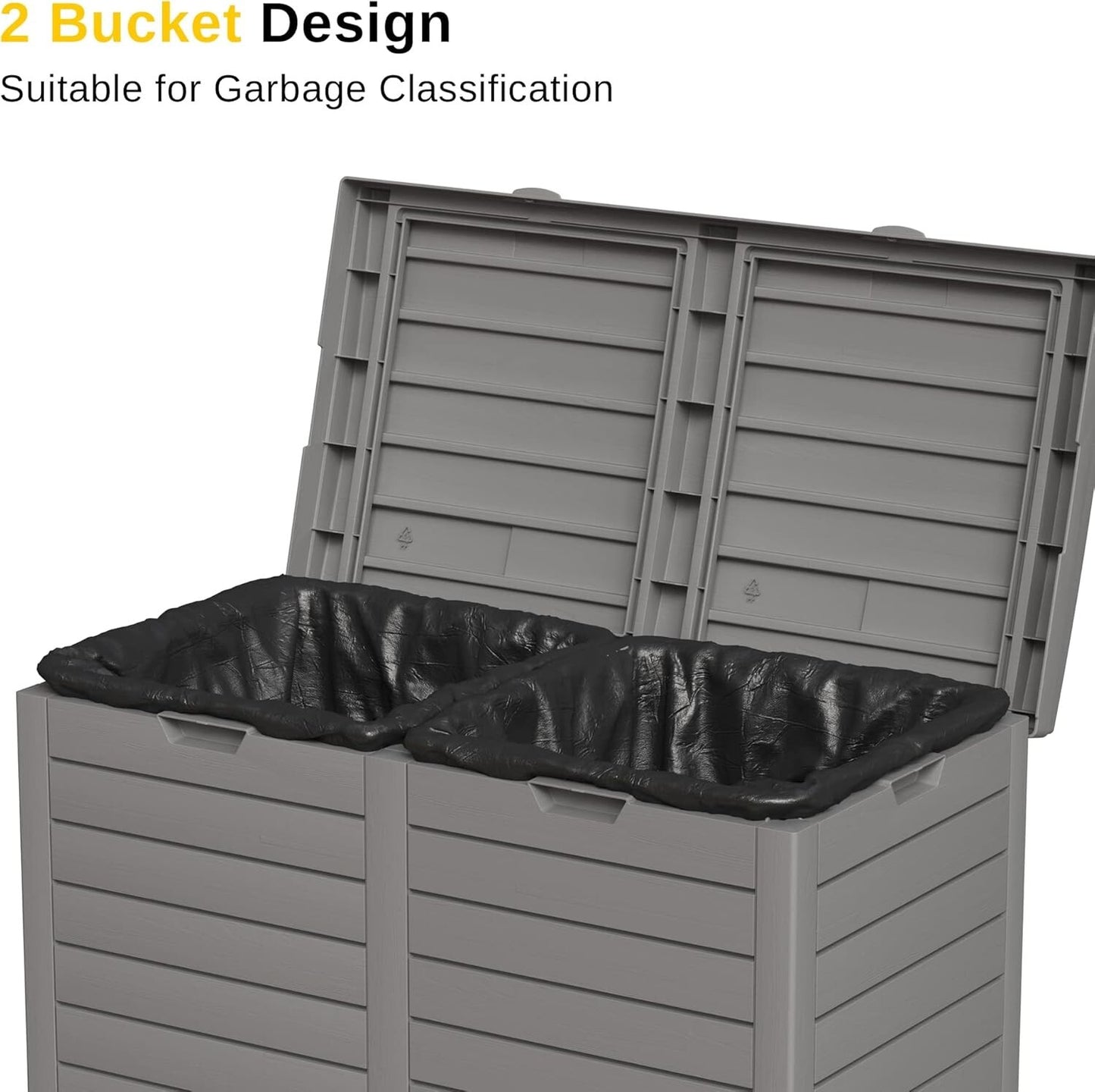 EAST OAK 62 Gallon Outdoor Trash Can, Waterproof Resin Garbage Can with Stepped
