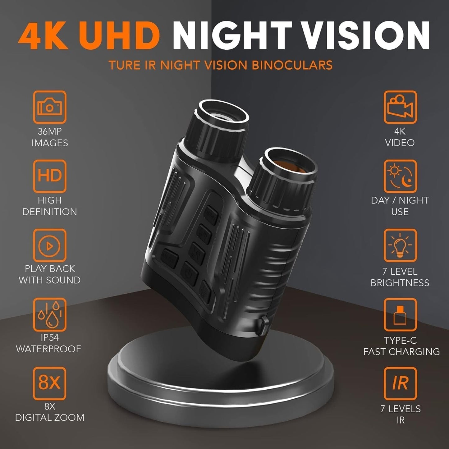 GTHUNDER Night Vision Goggles - 4K UHD/ 4K Infrared Night Vision with 4"/3" HD S