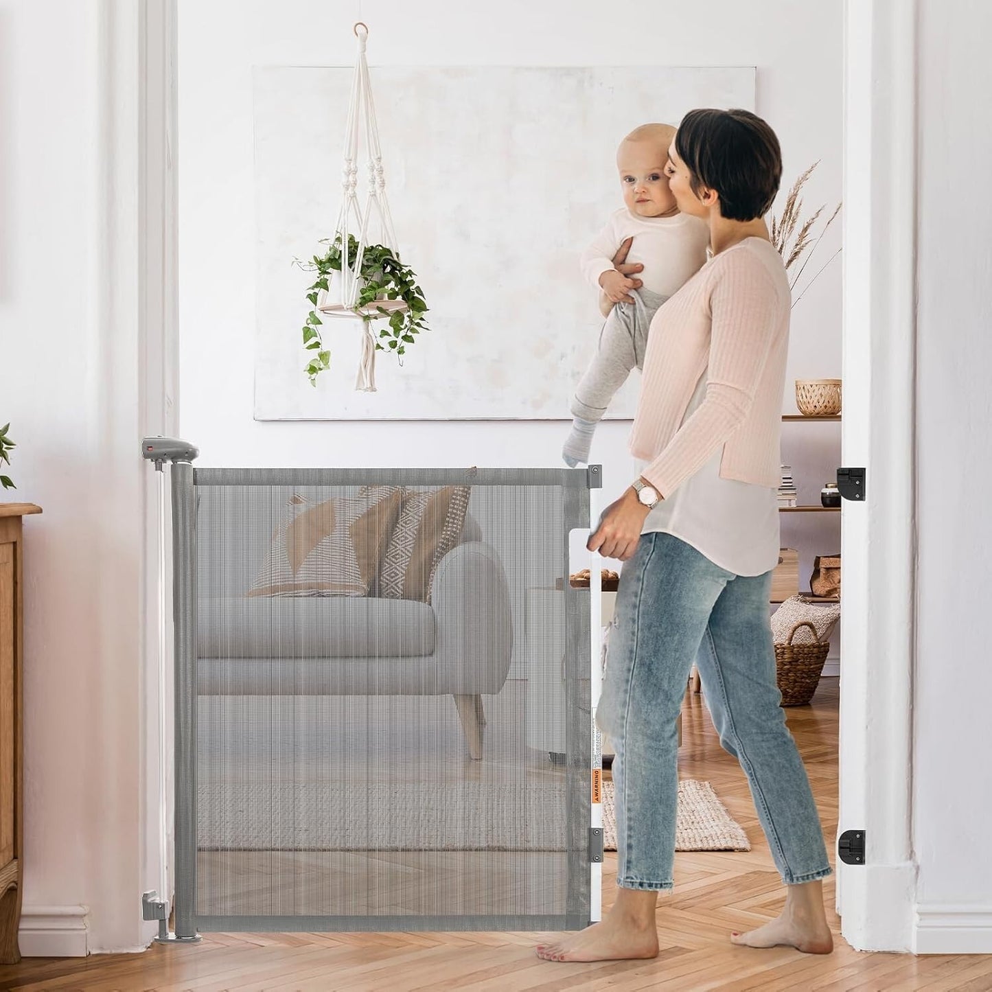 Delxo Retractable Baby Gate for The House, 33" Tall, Extends up to 59" Wide,Baby