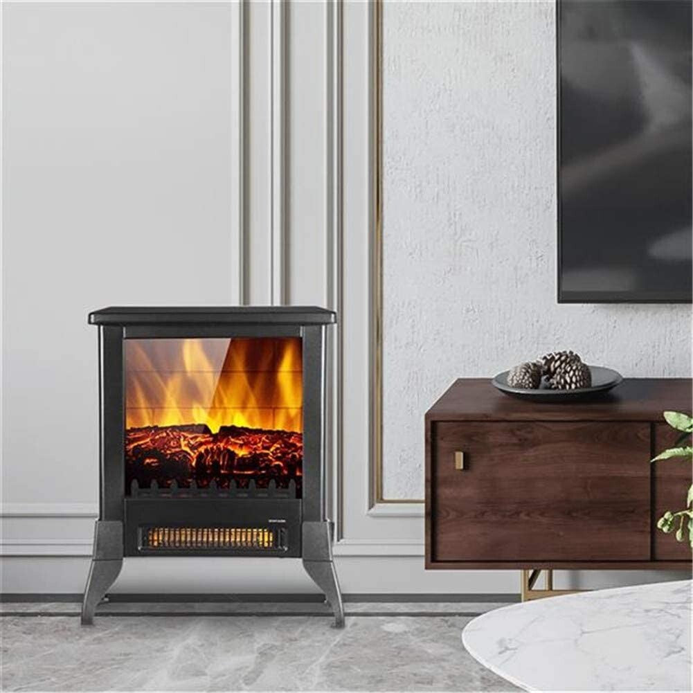 14” Freestanding Electric Fireplace Heater Stove Real