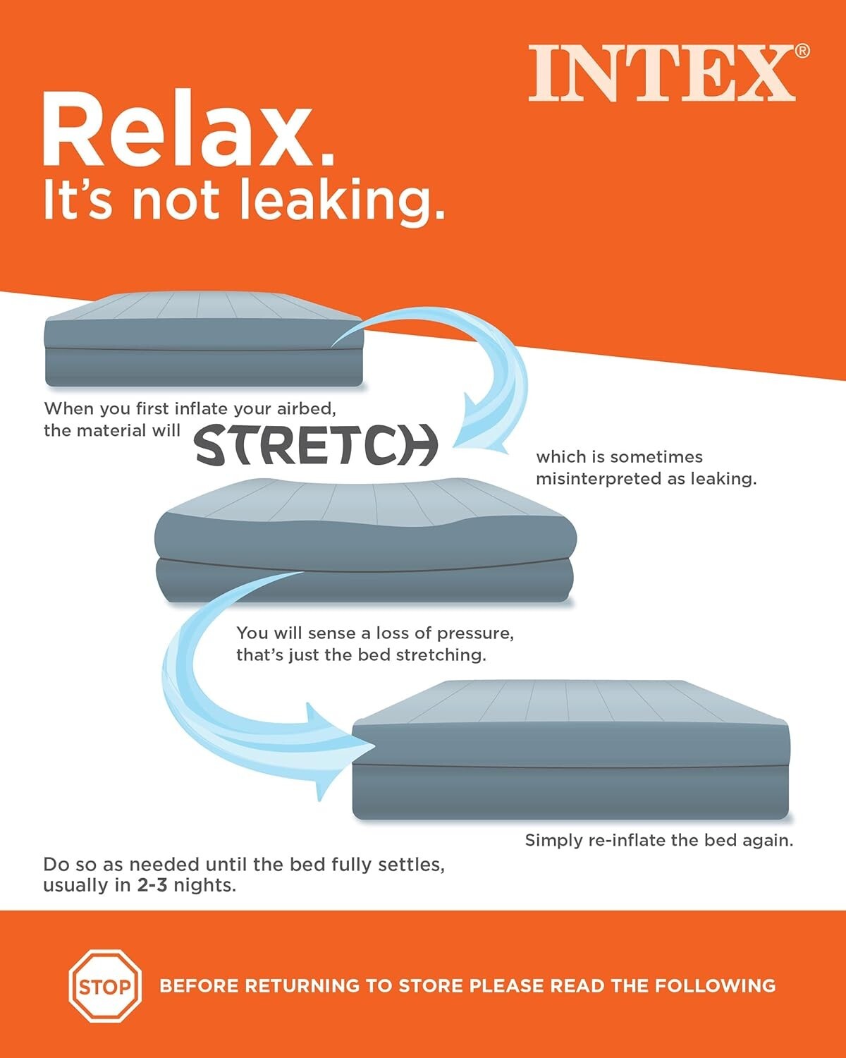 INTEX 64757E Dura-Beam Standard Downy Air Mattress - Fiber-Tech - Twin Size - 10