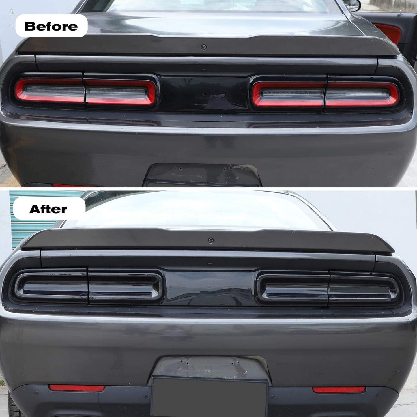 JeCar for Challenger 2015+ Smoked Tail Light Covers Rear Light Guards Exterior