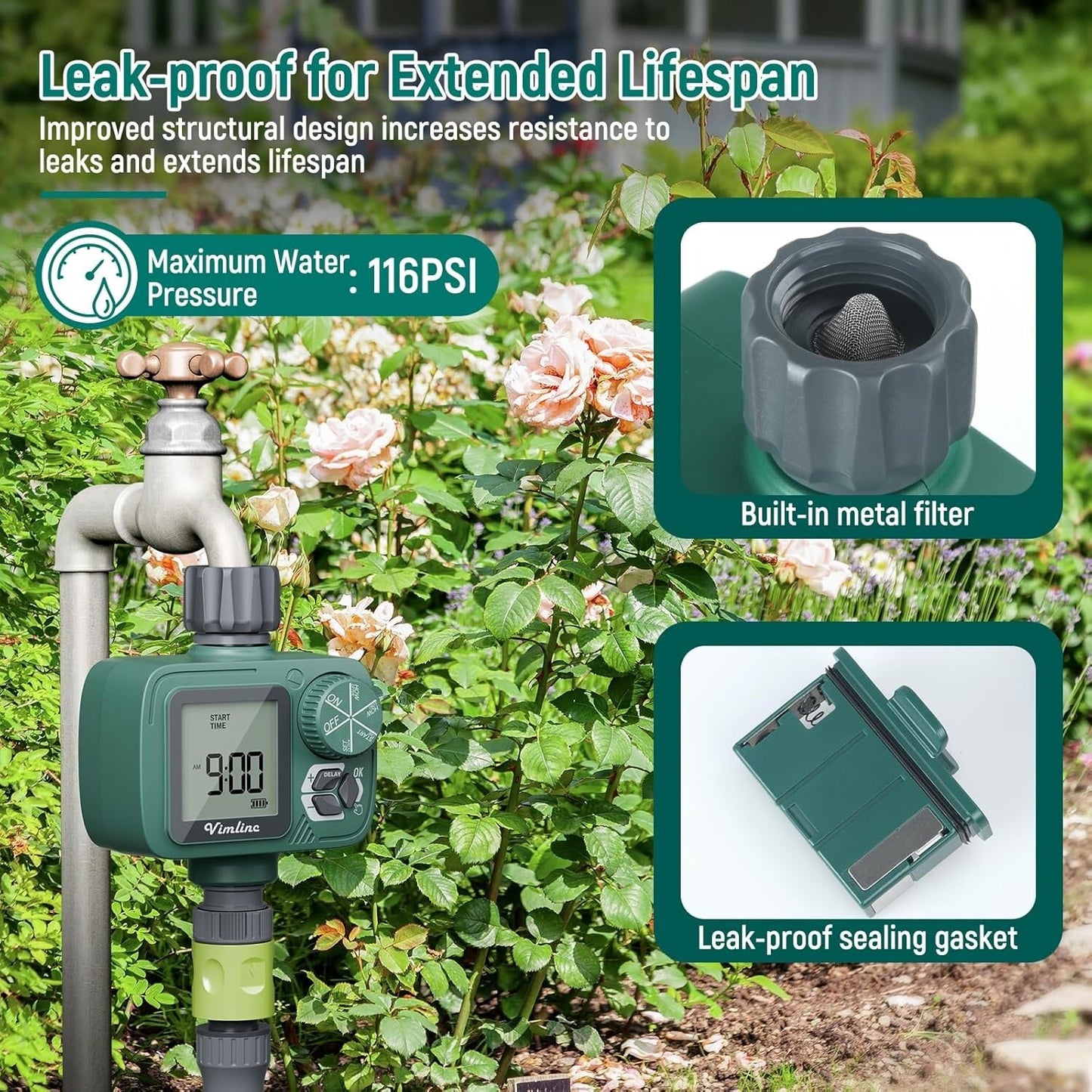 Sprinkler Timer, Vimlinc Programmable Water Timer for Garden Hose