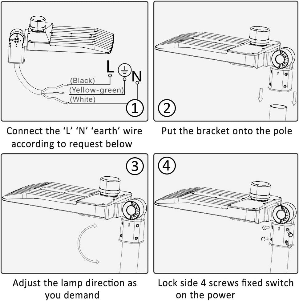 LEDMO 200W LED Parking Lot Lights 5000K Street Shoebox Pole Lights Waterproof