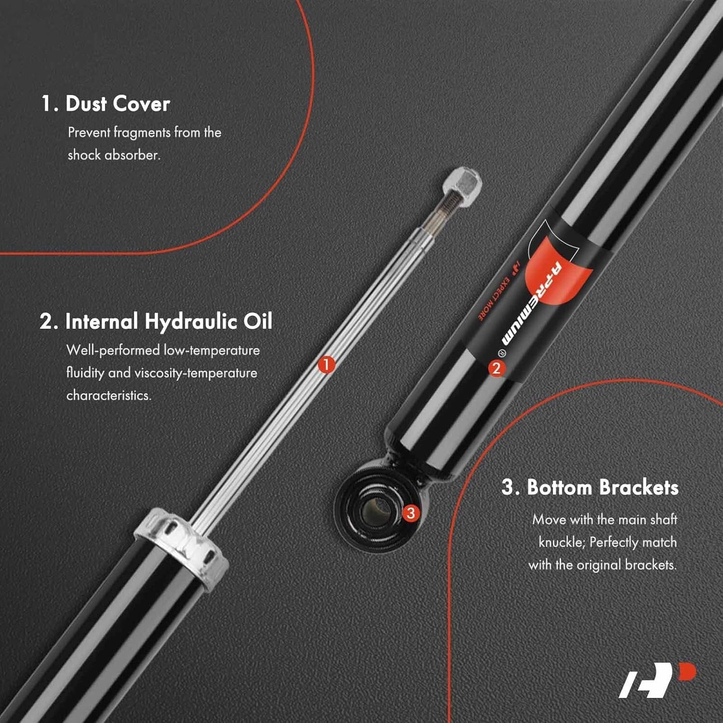 A-Premium Rear Pair (2) Strut Shock Absorber Compatible with Chevrolet Malibu 20