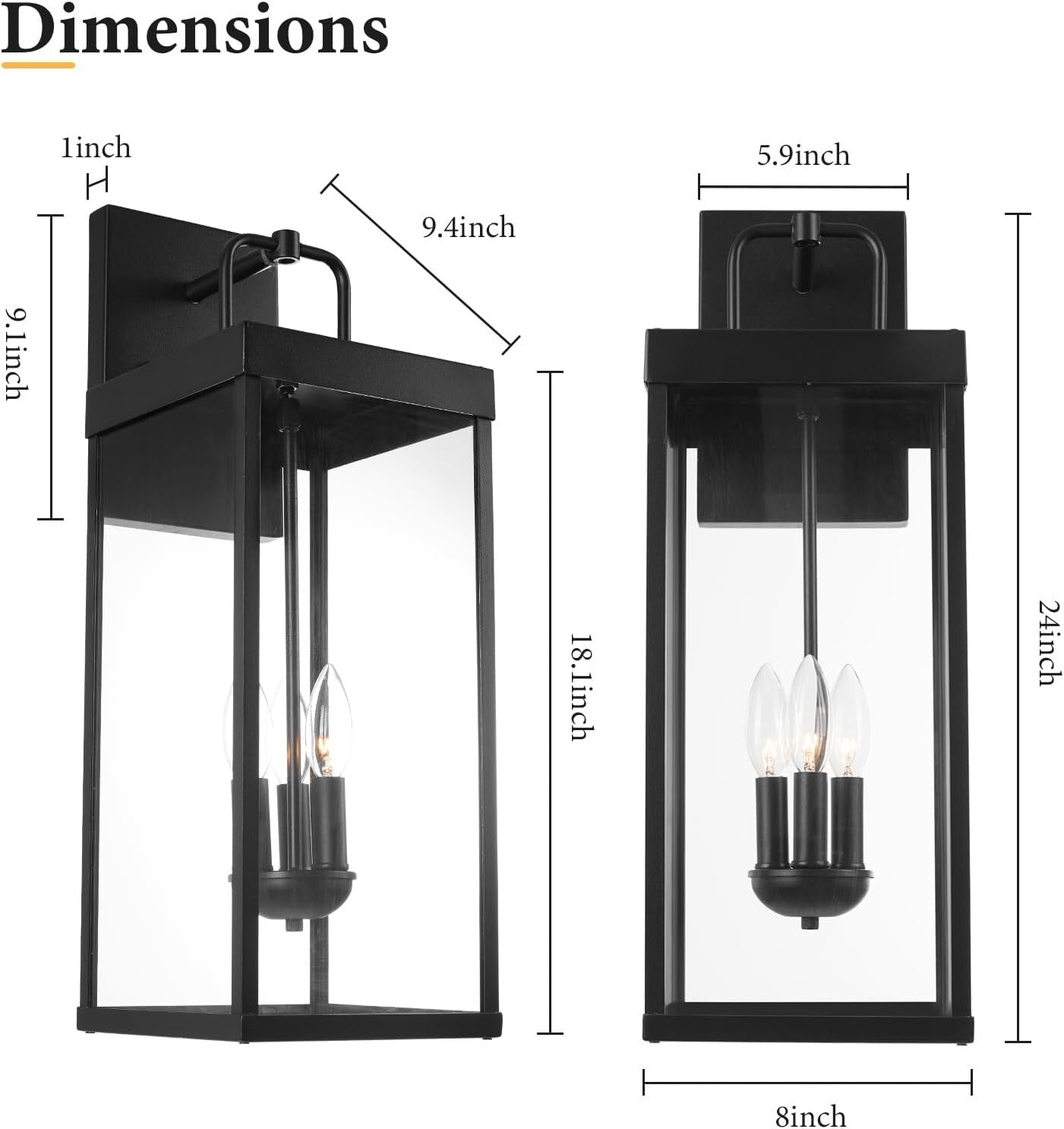 Outdoor Wall Sconce Light, 24 Inch Tall Transitional Exterior Wall Bracket Light