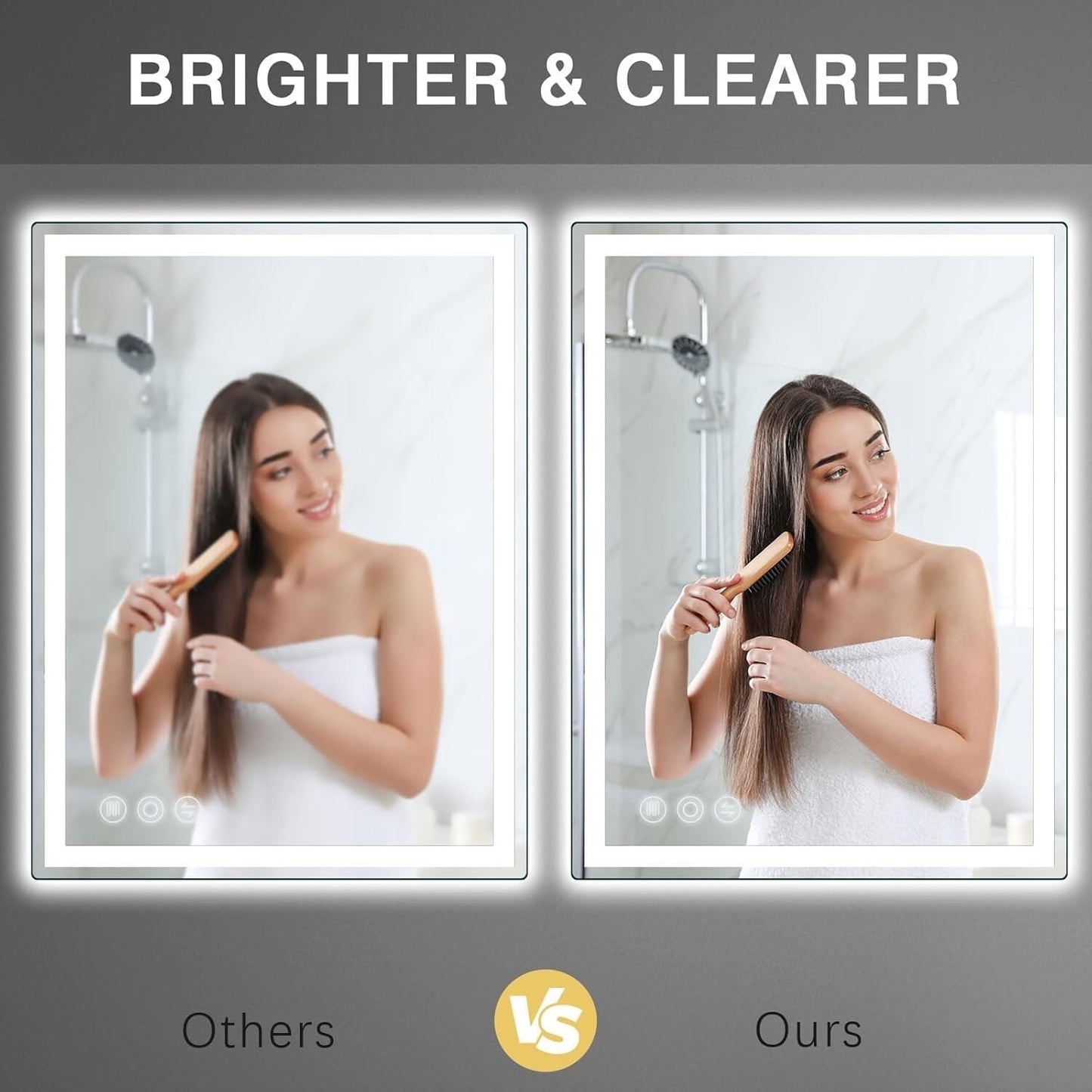 24x32 Inch LED Bathroom Mirror with Stepless Dimmable Wall Mounted Mirrors