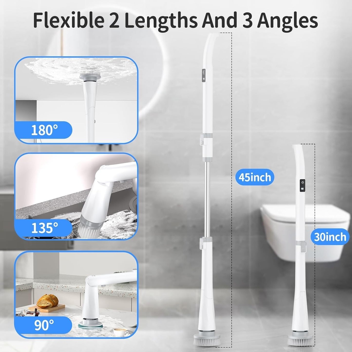 Electric Spin Scrubber, Electric Shower Scrubber with Long Handle Adjustable