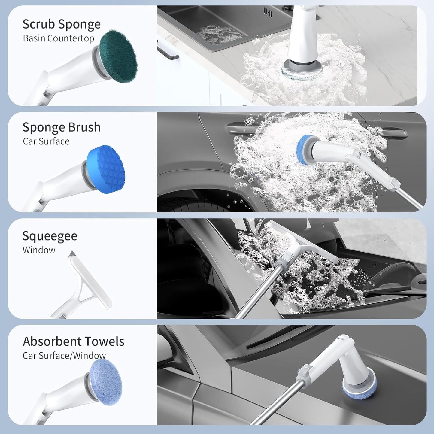 Electric Spin Scrubber, Electric Shower Scrubber with Long Handle Adjustable