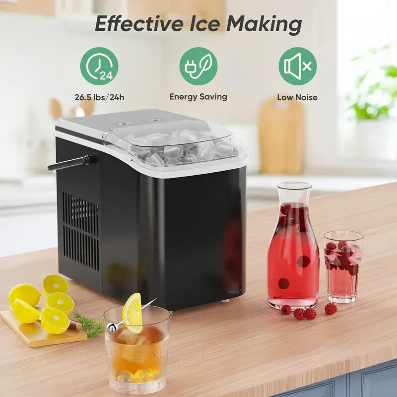 Countertop Ice Maker, Nugget Portable Ice Machine, 2 Bullet Ice Cubes Per Min