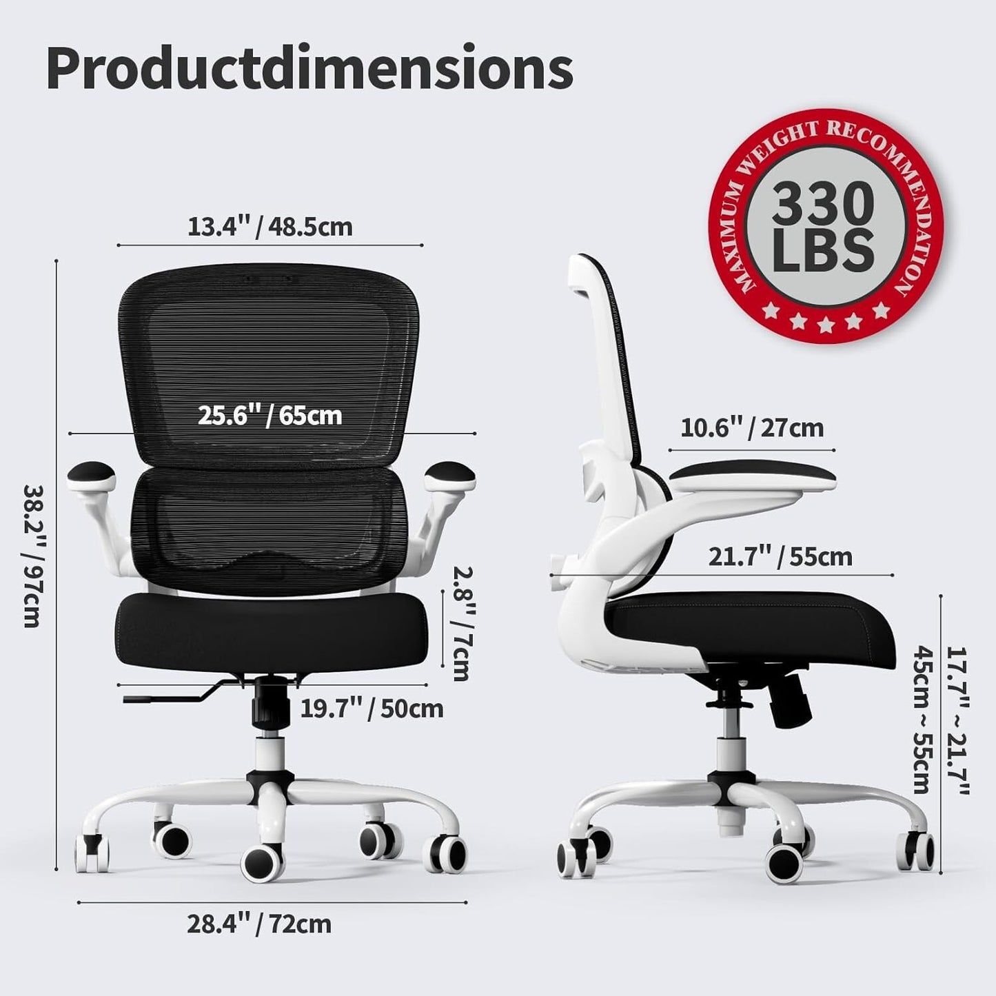 Office Chair Ergonomic Desk Chair with Adjustable Lumbar Support, Mesh Computer