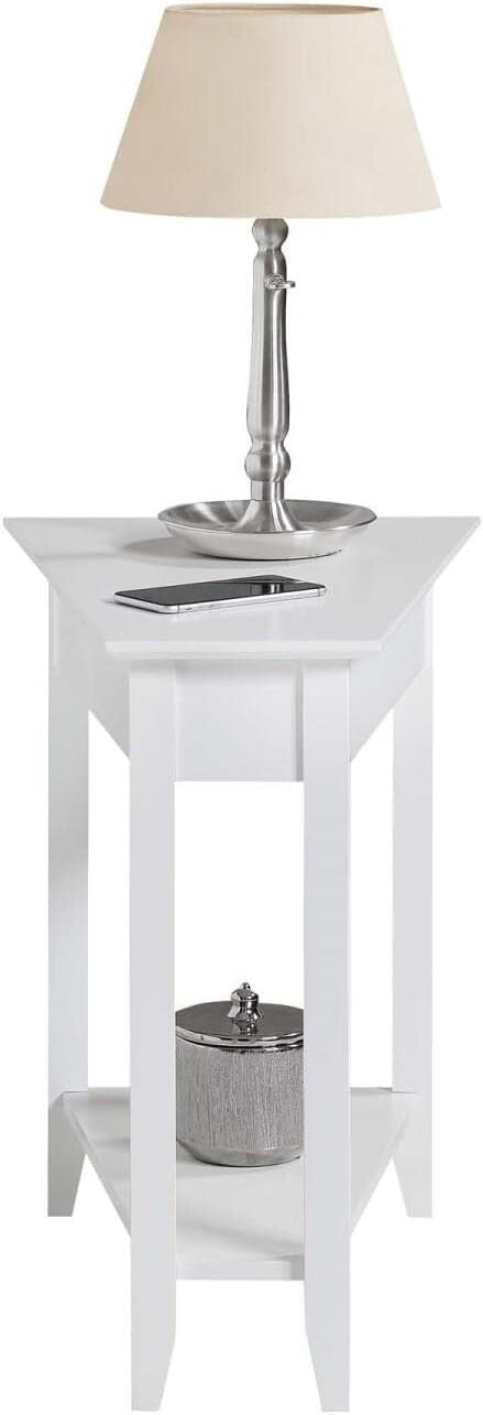 Leick Home Laurent Wedge Table with Shelf, White, 24 in x 17 in x 24 in
