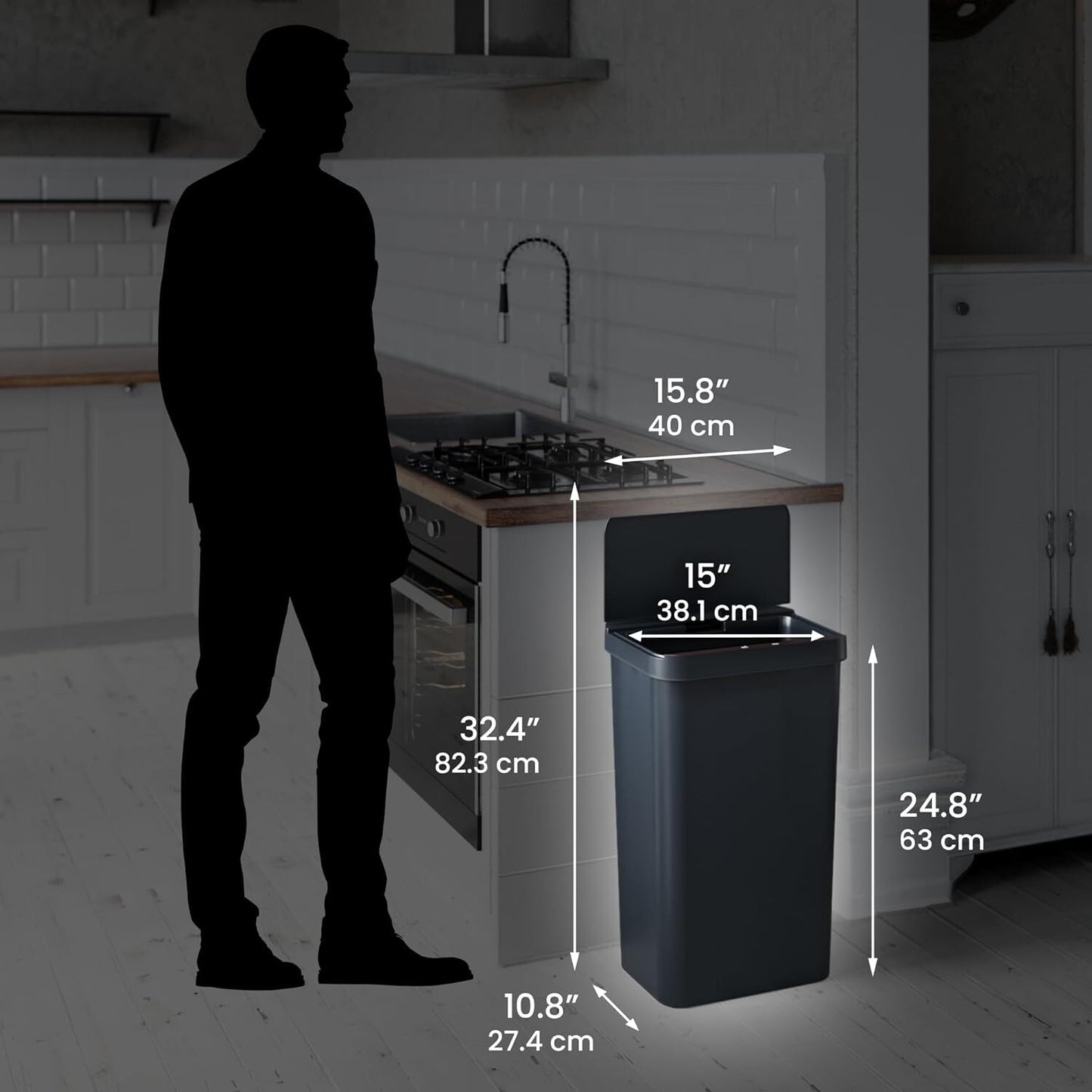 iTouchless Prime 13.2 Gallon Sensor Trash Can, Durable Dent-Proof Construction