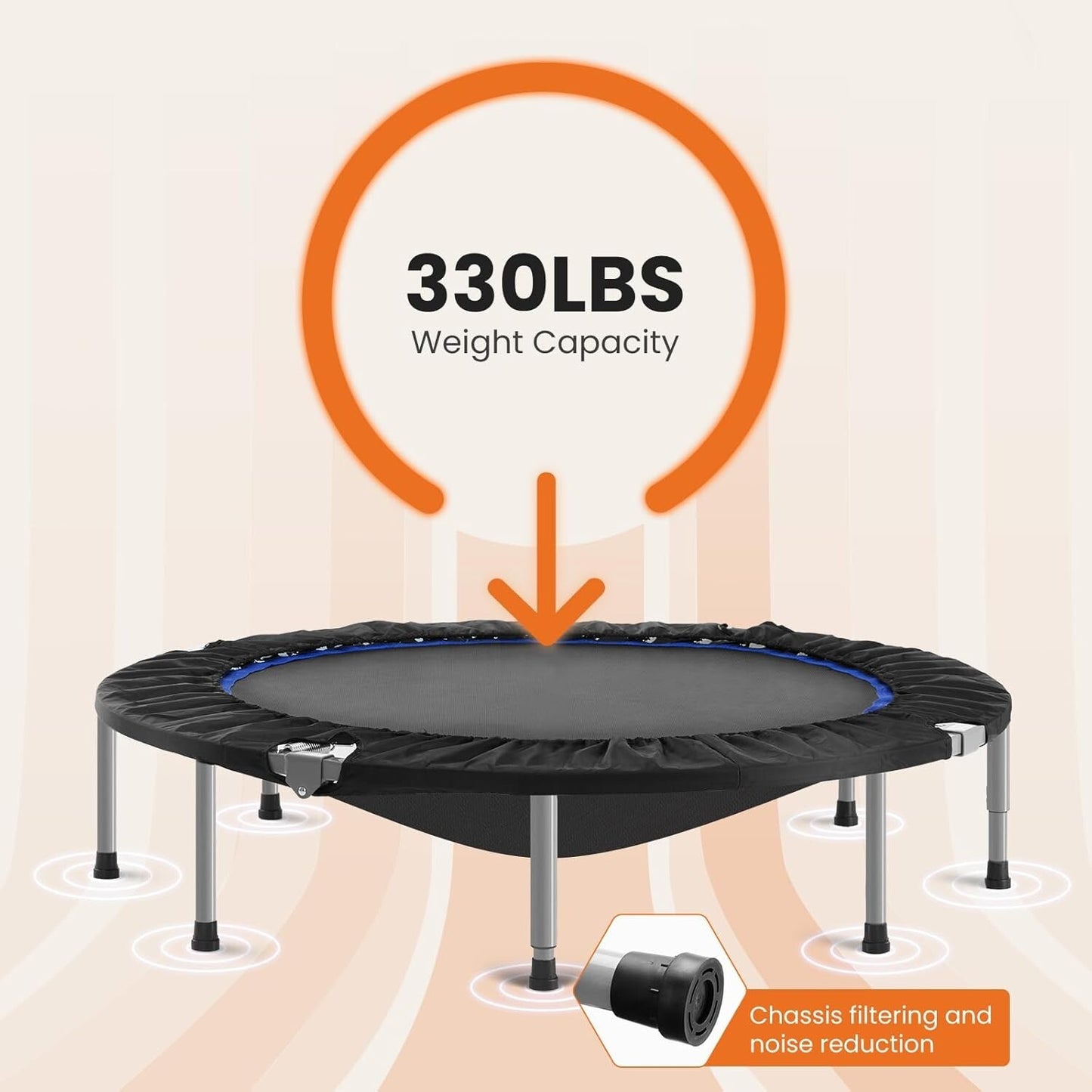 Sweetcrispy 40” Foldable Mini Trampoline for Adults, Exercise Trampoline