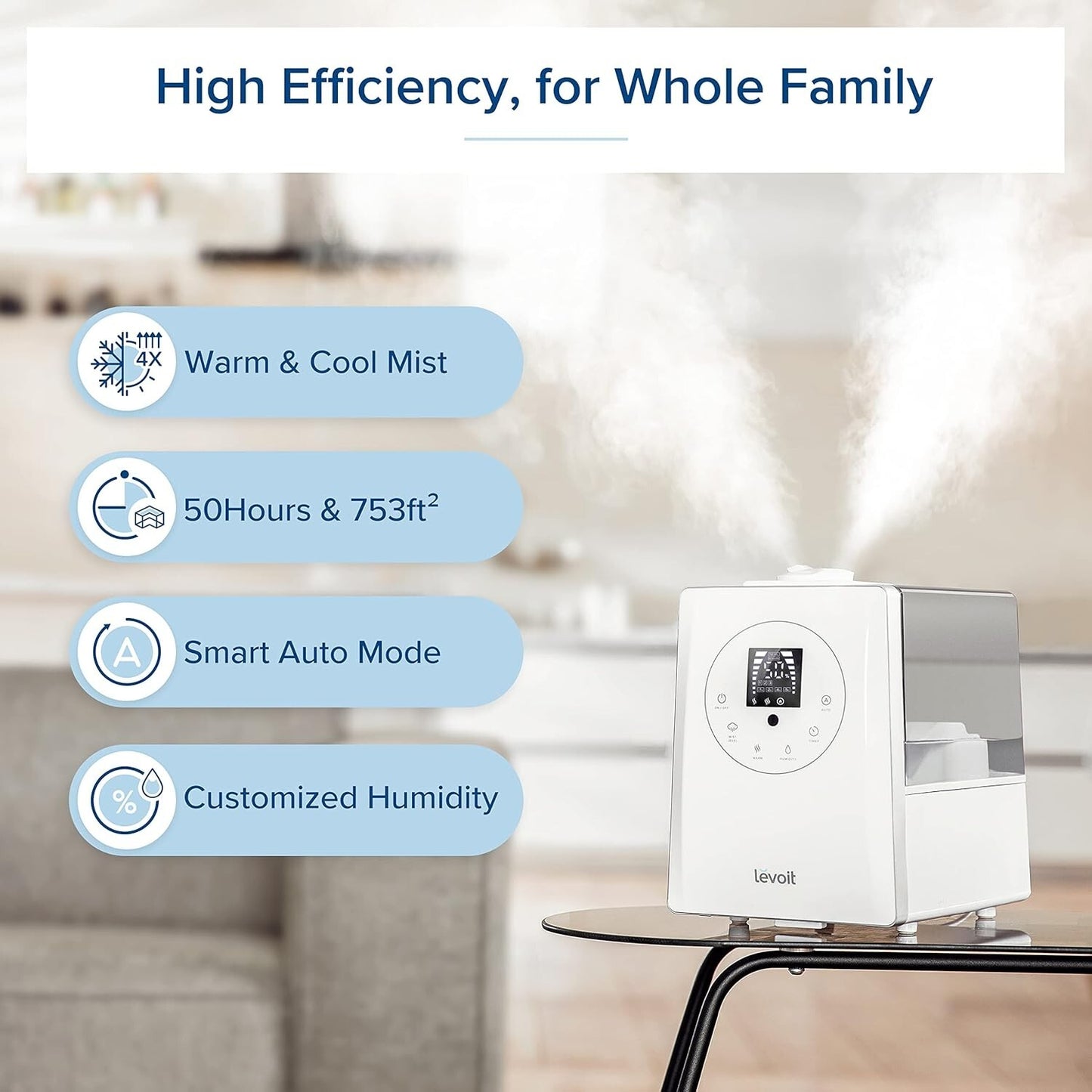 LEVOIT Humidifiers for Bedroom Large Room Home, 6L Warm (NO CONTROL) (TESTED)