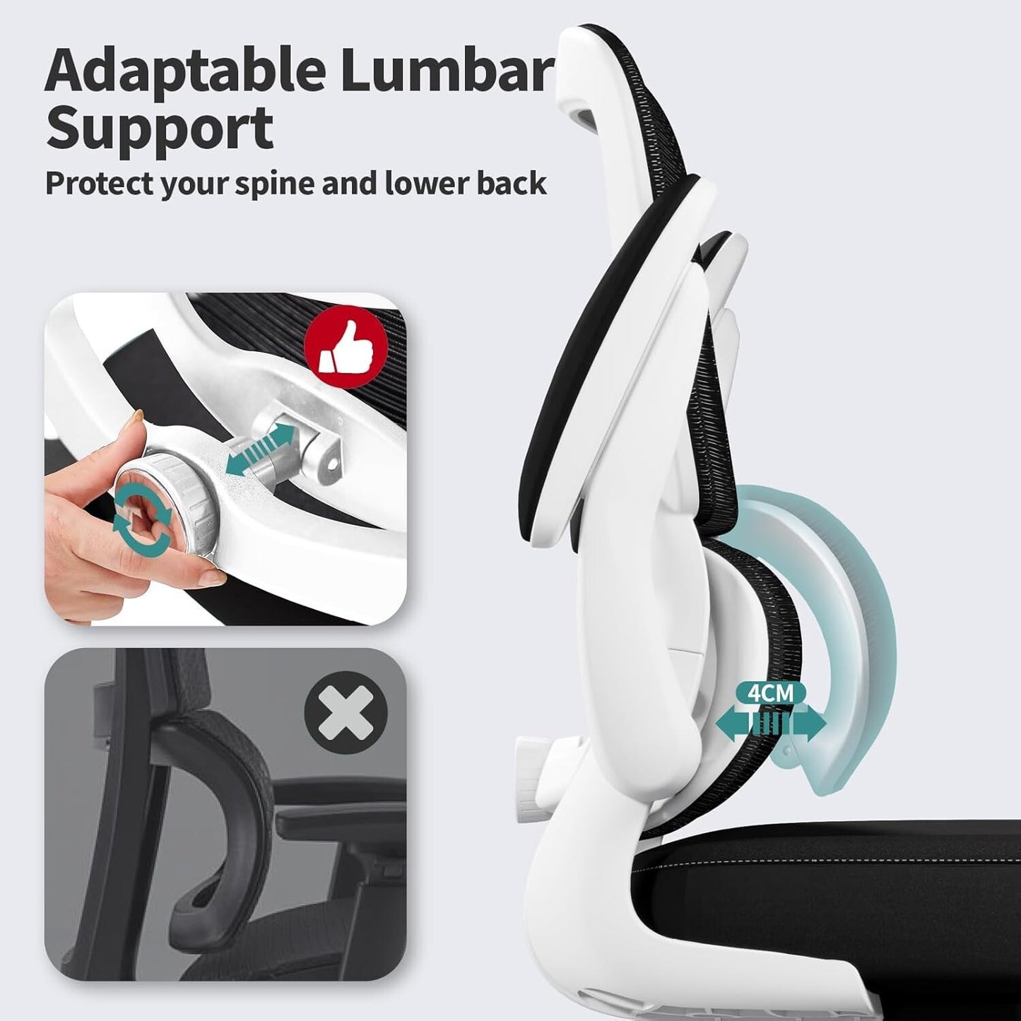 Office Chair Ergonomic Desk Chair with Adjustable Lumbar Support, Mesh Computer