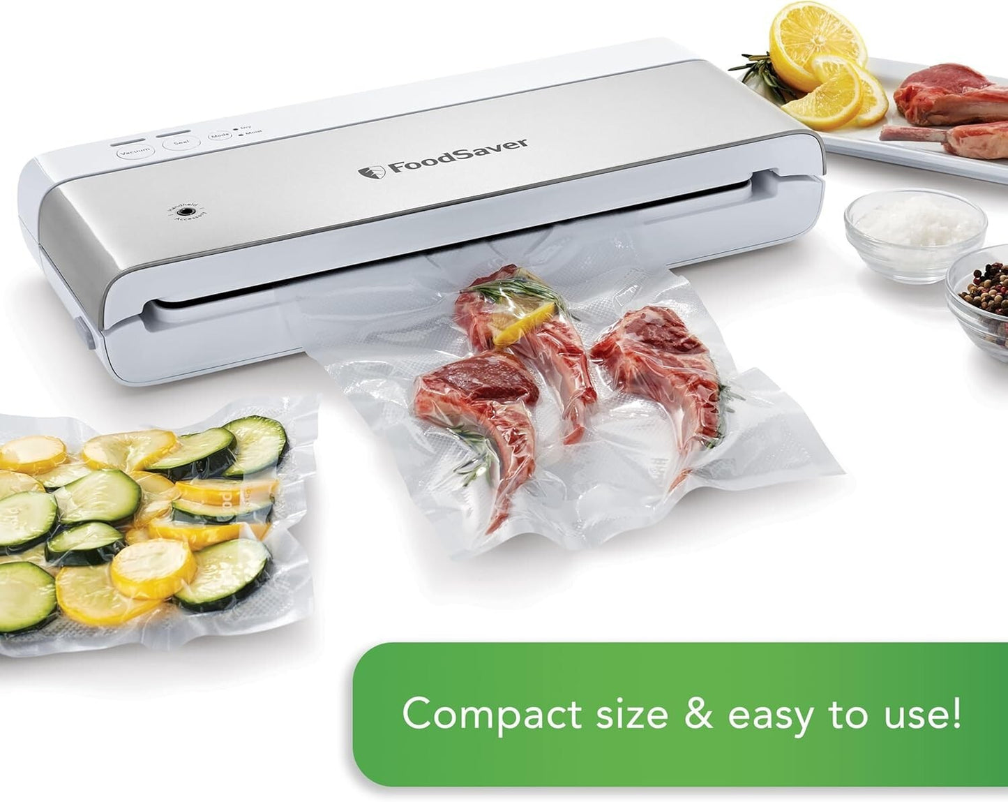 FoodSaver Compact Vacuum Sealer Machine with Airtight Bags and Roll (TESTED)