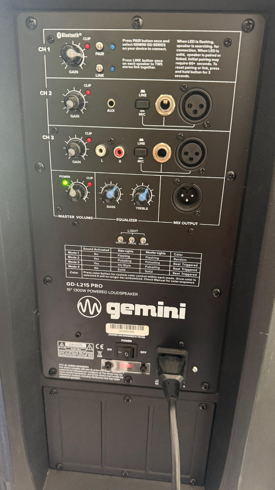 Gemini GD-L215PRO: 1300W Bluetooth DJ PA Speaker with LED Party Lights (TESTED)