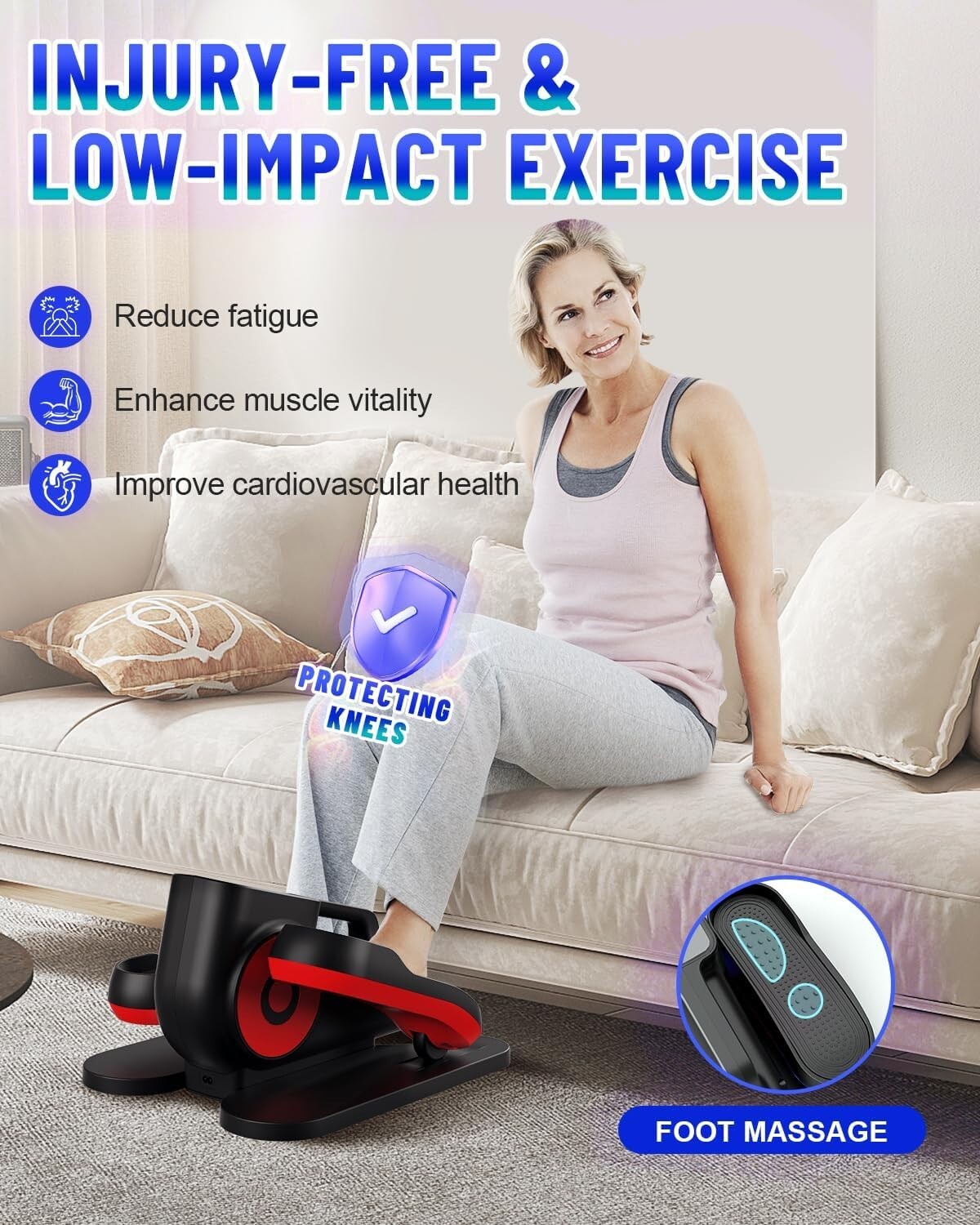 Under Desk Elliptical Machine, Ellipse Leg Exerciser Electric as Seen on TV for