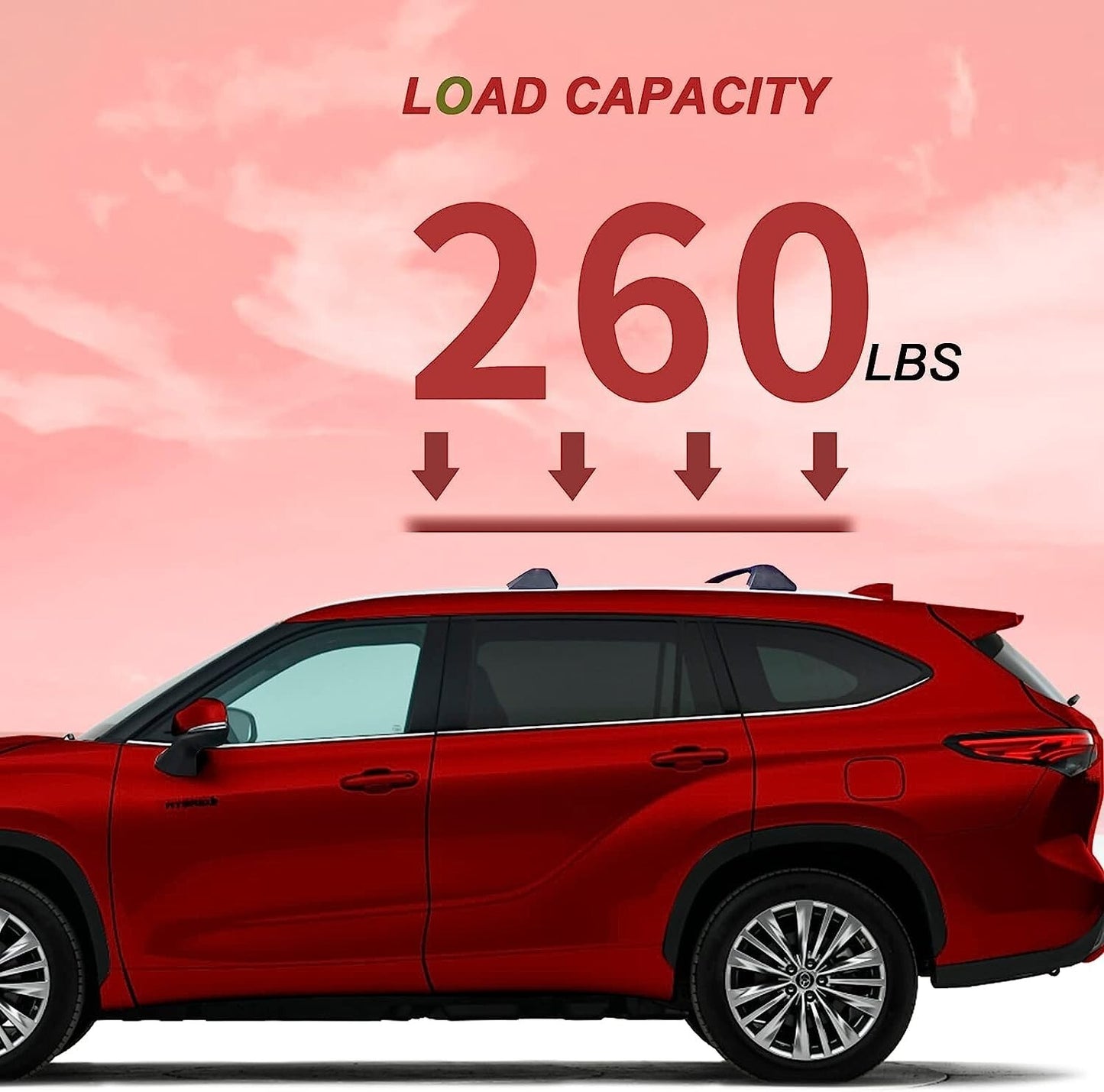 Heavy Duty 260lbs Lockable Cross Bars Roof Racks 20 to 23 Toyota Highlander