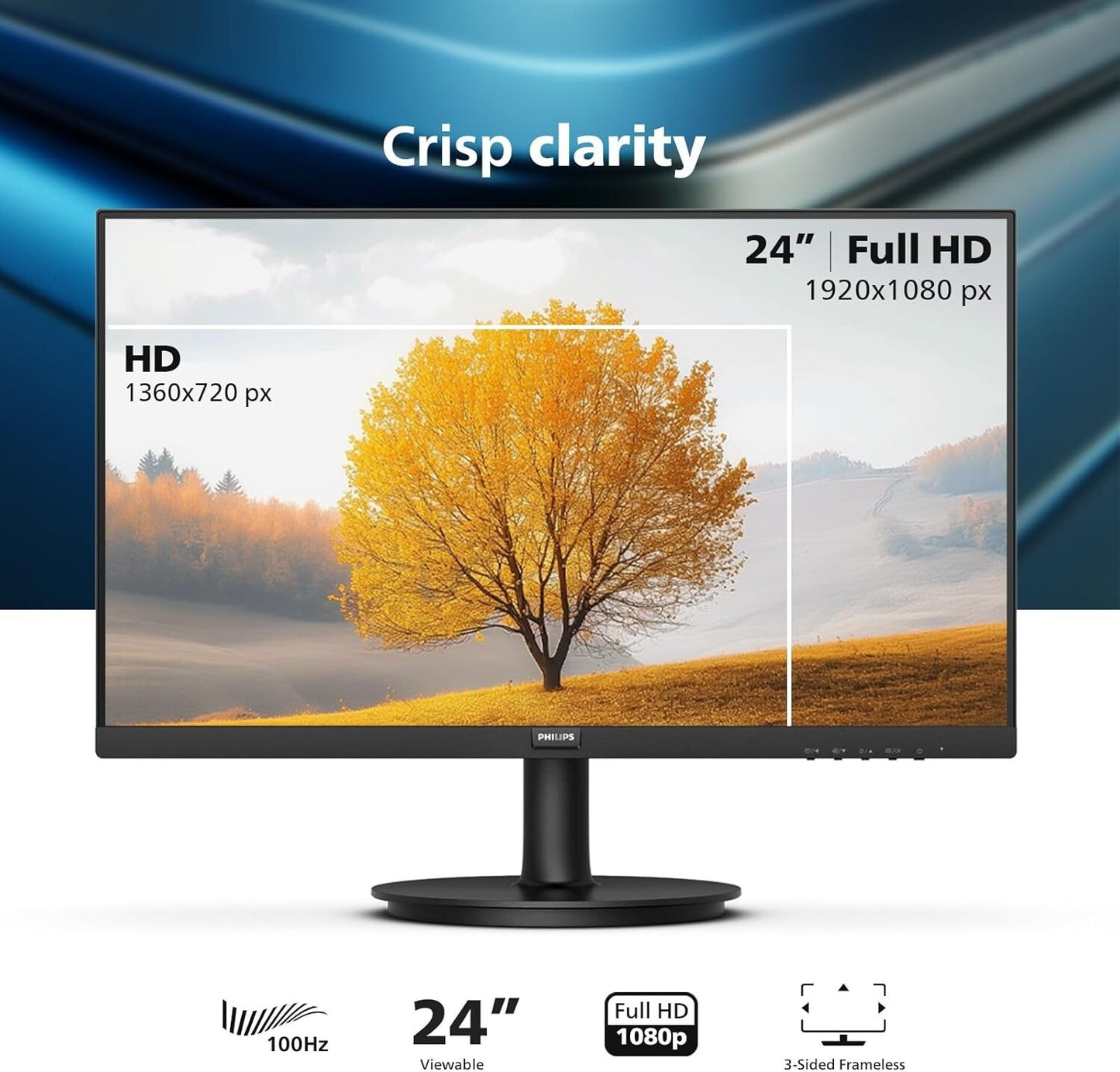 PHILIPS 24 inch Full HD Frameless Monitor (1920 x 1080) 100Hz, VESA, 1 HDMI x1,