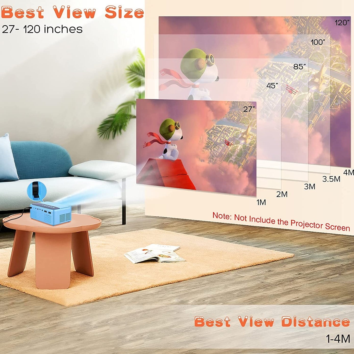 Led Projector with HDMI USB AV Interfaces 1080p W/ Speaker