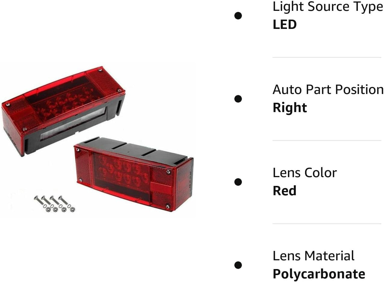 Left+Right/LED Super Diodes for Each Light/Auto 2PCS 12V Trailer Lights