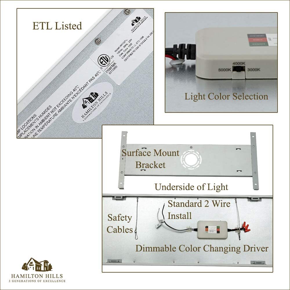 Hamilton Hills 24" x 48" G2 LED Panel Recessed in Ceiling Tile Light or Ceiling