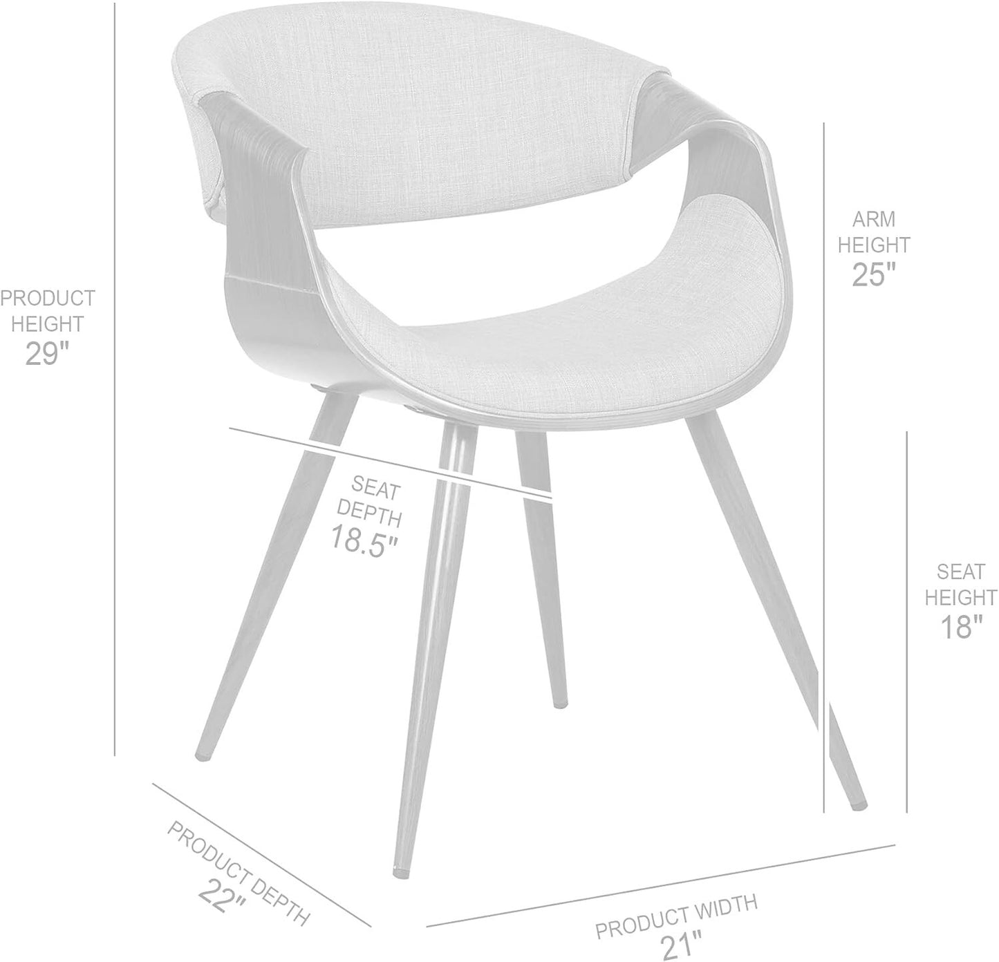 Armen Living Butterfly Dining Chair in Charcoal Fabric and Walnut Wood Finish
