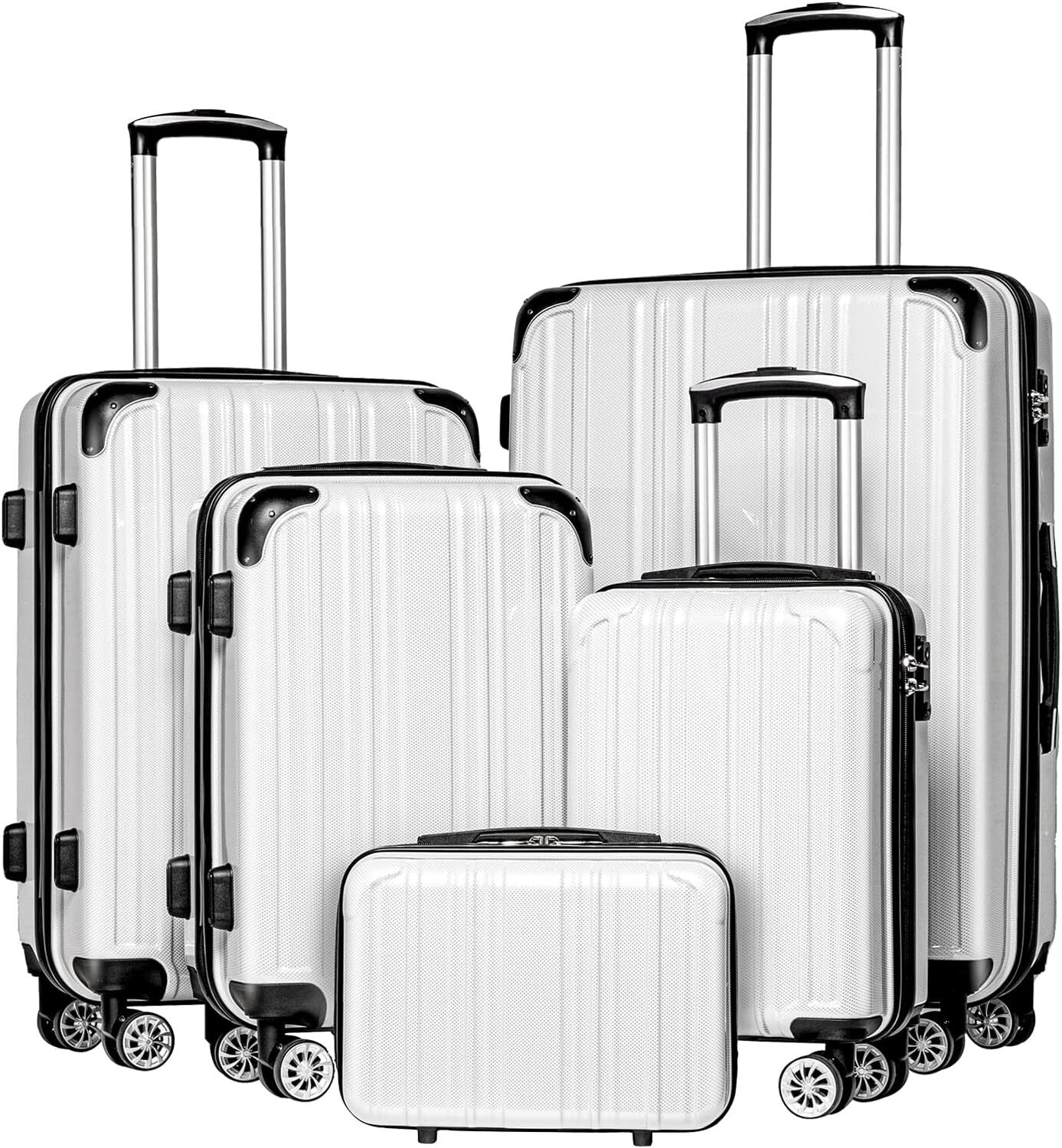 Coolife Luggage Expandable 5 Piece Sets PC+ABS Spinner Suitcase 20 inch 24 inch