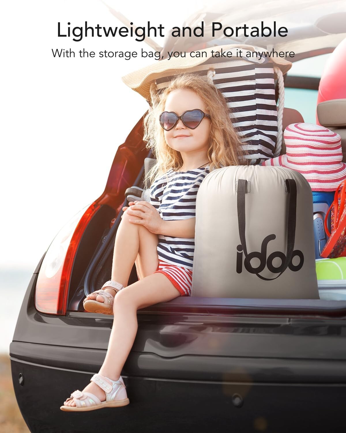iDOO Air Mattress with Built-in Pump for Guests and Home Use, 18 Inch Height