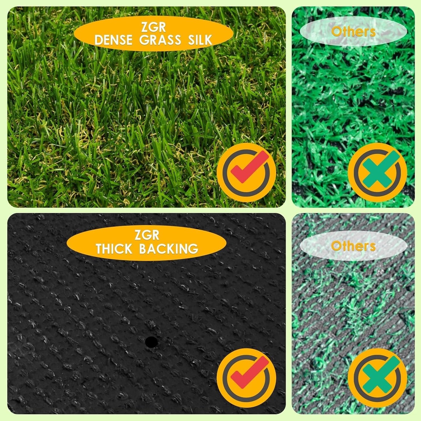 Realistic Artificial Grass Rug 4 FT x 6 FT Fake Faux Turf Grass, ZGR 0.8" Indoor