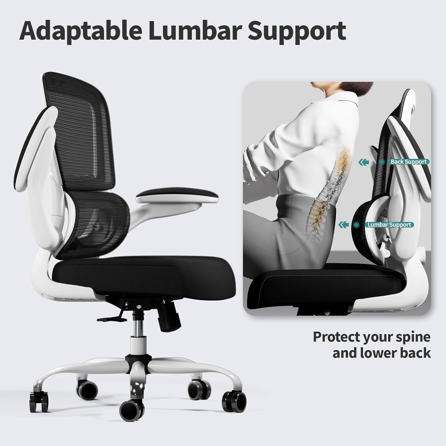 Office Chair Ergonomic Desk Chair with Adjustable Lumbar Support, Mesh Computer