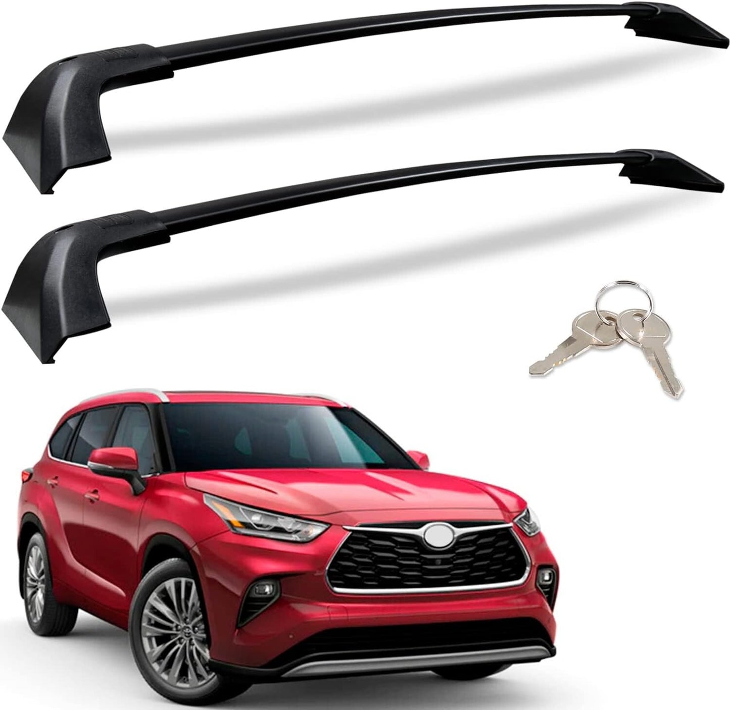 Heavy Duty 260lbs Lockable Cross Bars Roof Racks 20 to 23 Toyota Highlander