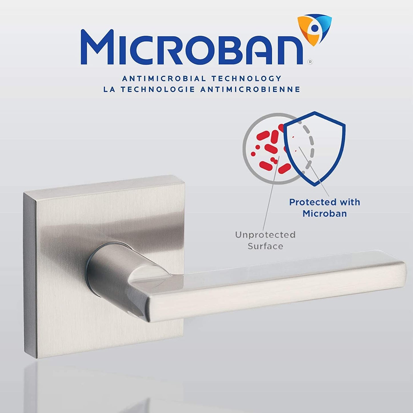 Kwikset Vancouver Low Profile Front Lock Handleset with Microban Satin Nickel