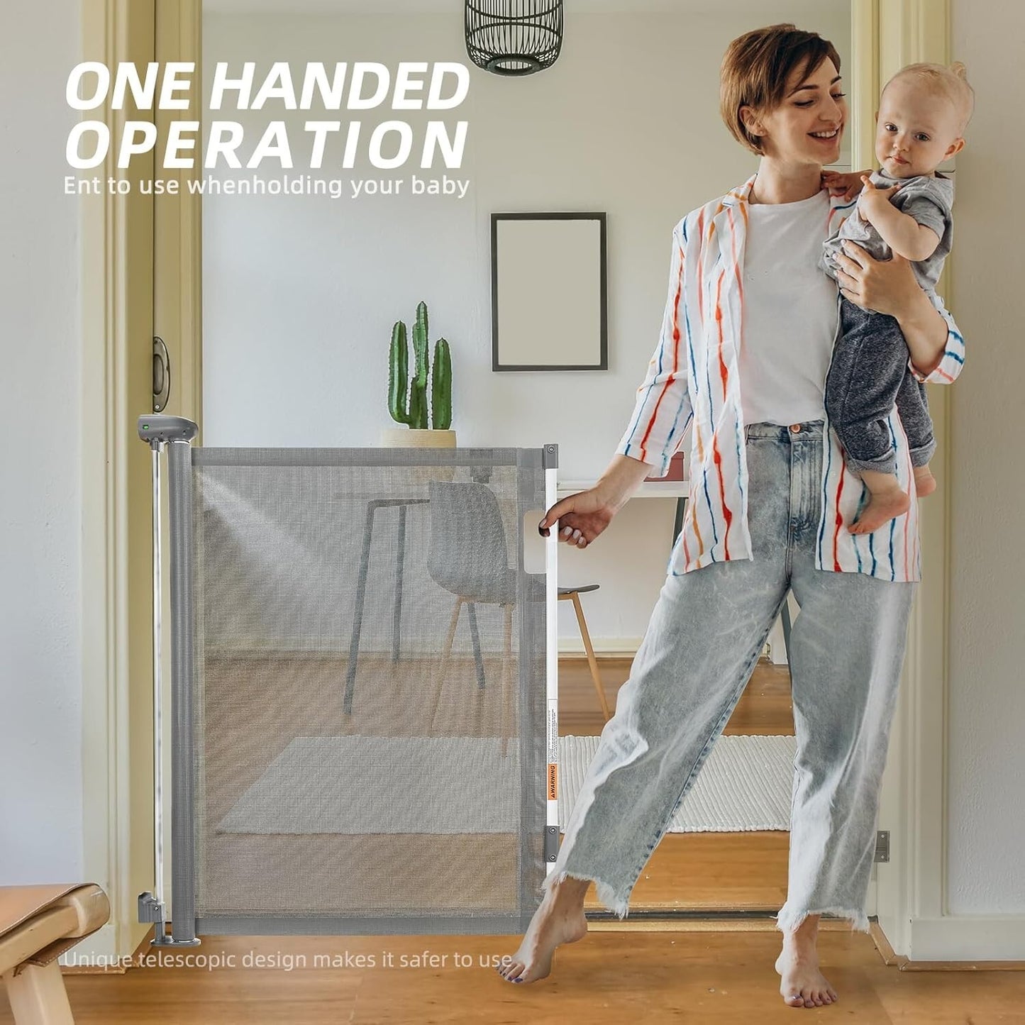Delxo Retractable Baby Gate for The House, 33" Tall, Extends up to 59" Wide,Baby